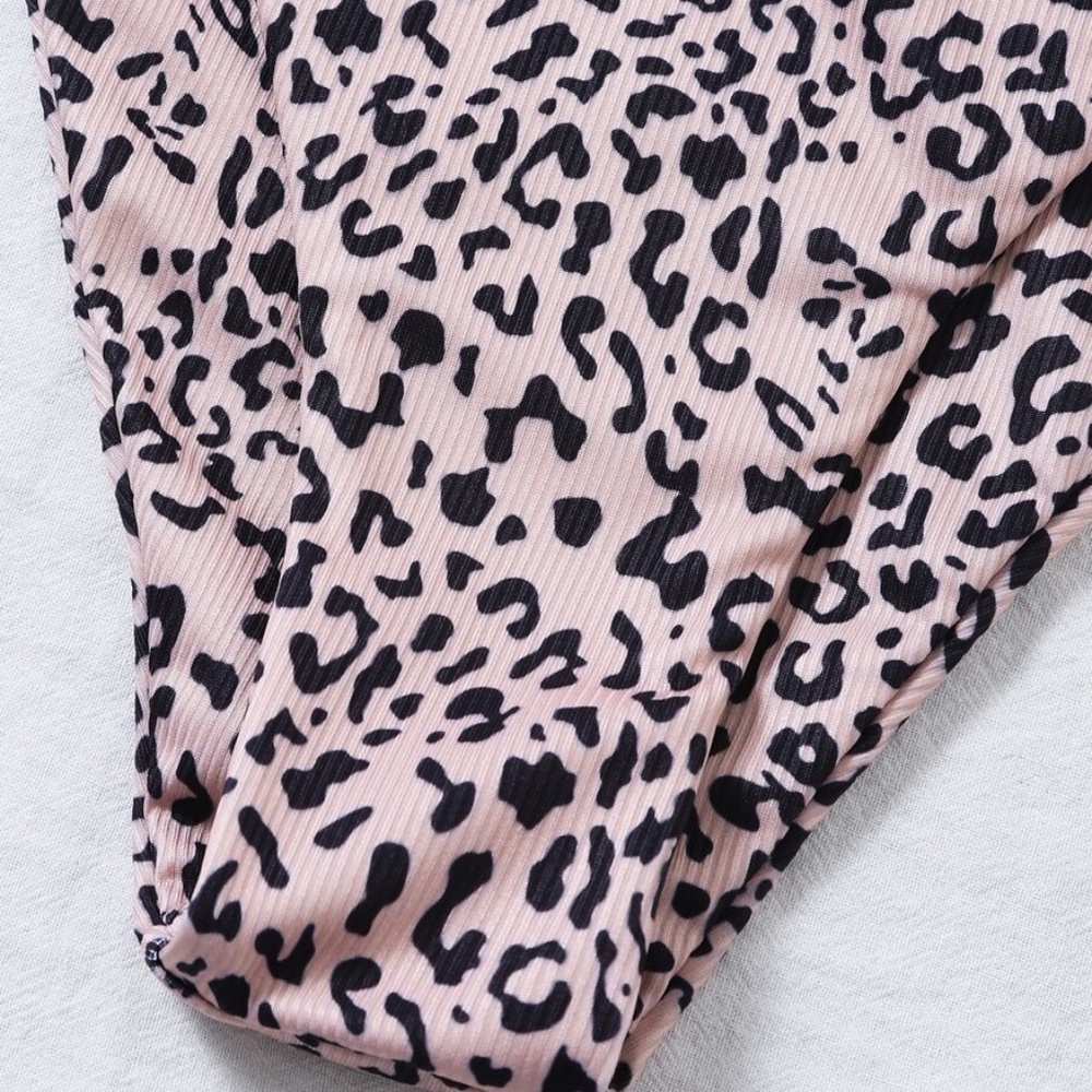 Boho camel leopard Print front tie Bikini Cheeky - Picture 5 of 6